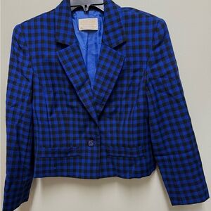 Pendleton Blue and Black Plaid Women's Blazer Sz 8